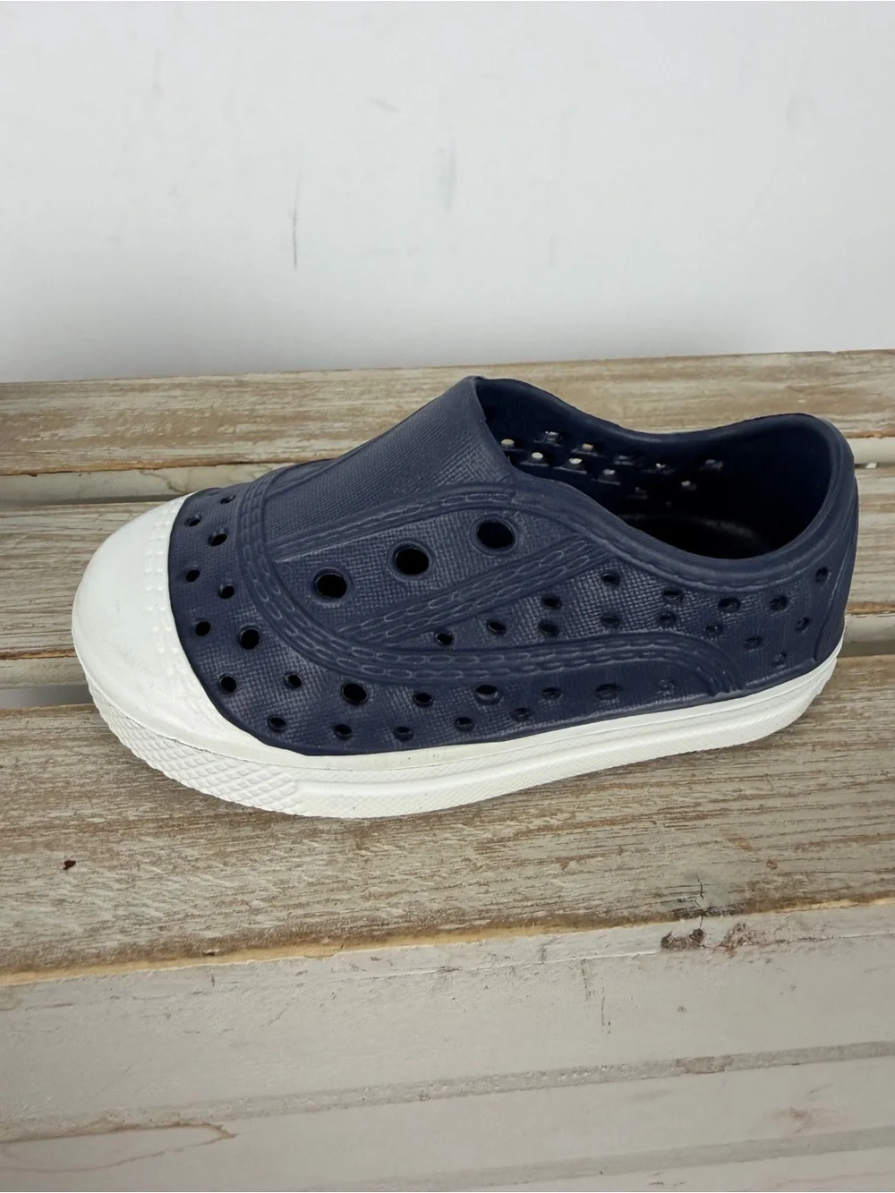 Little Me unisex navy blue & white slip on water shoes size 4